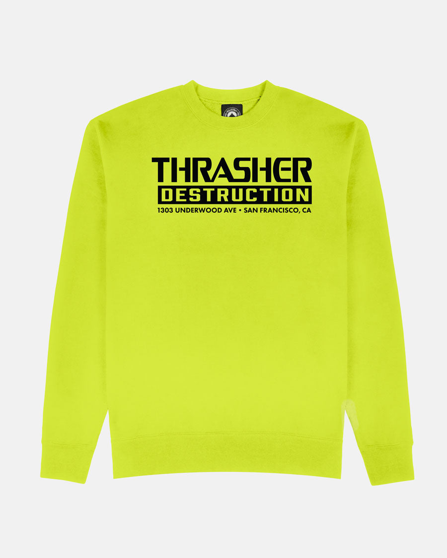 THRASHER-MAGAZINデットストックJERZEESタグU.S.A80s DESTRUCTION CREWNECK - SAFETY GREEN – Thrasher Magazine