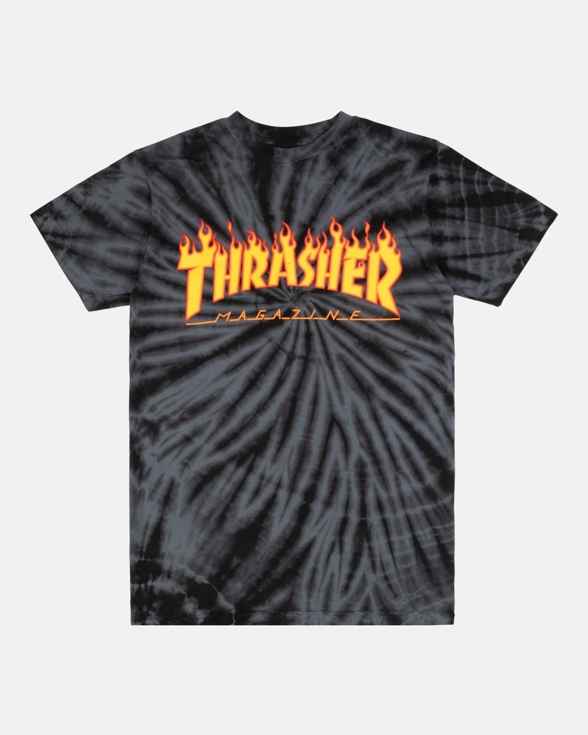 FLAME - WOMENS TSHIRT - TIE DYE BLACK / GREY – Thrasher Magazine