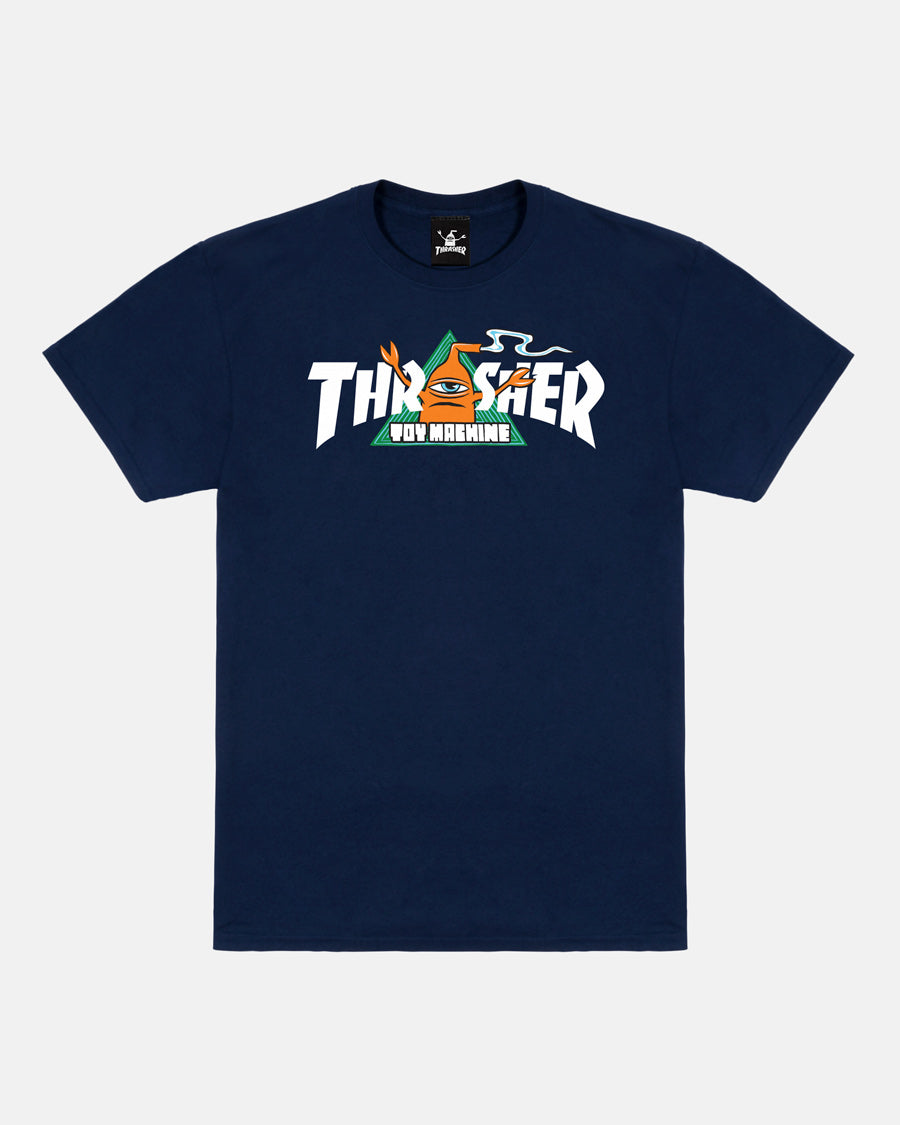 Navy thrasher shirt hotsell