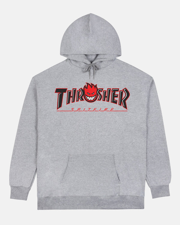 THRASHER X SPITFIRE - BIG HEAD OUTLINE - HOODIE - ASH GREY