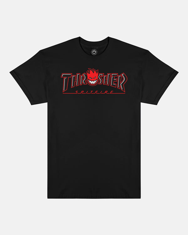 THRASHER X SPITFIRE - BIG HEAD OUTLINE - T-SHIRT - BLACK