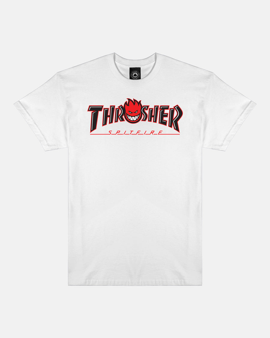 THRASHER X SPITFIRE - BIG HEAD OUTLINE - T-SHIRT - WHITE