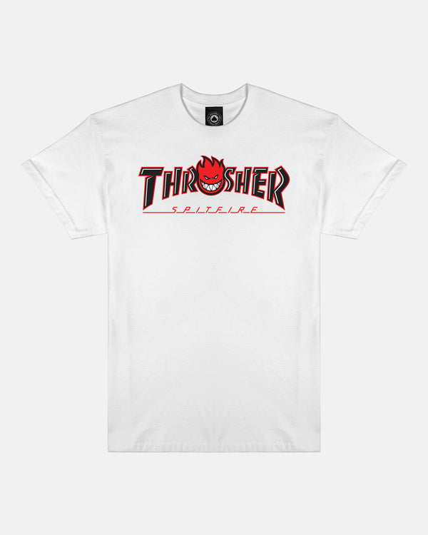 THRASHER X SPITFIRE - BIG HEAD OUTLINE - T-SHIRT - WHITE