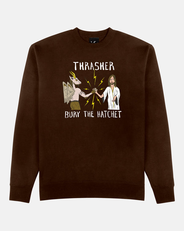 THRASHER X TOY MACHINE - B.T.H. - CREWNECK - DARK CHOCOLATE