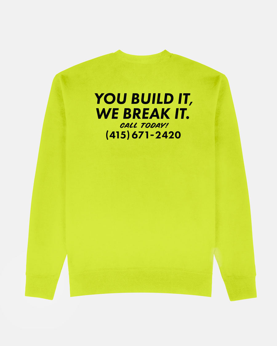 DESTRUCTION CREWNECK - SAFETY GREEN – Thrasher Magazine