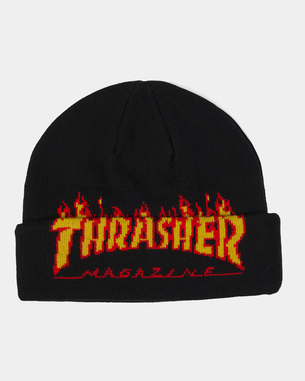 Flame Fold Beanie - Black