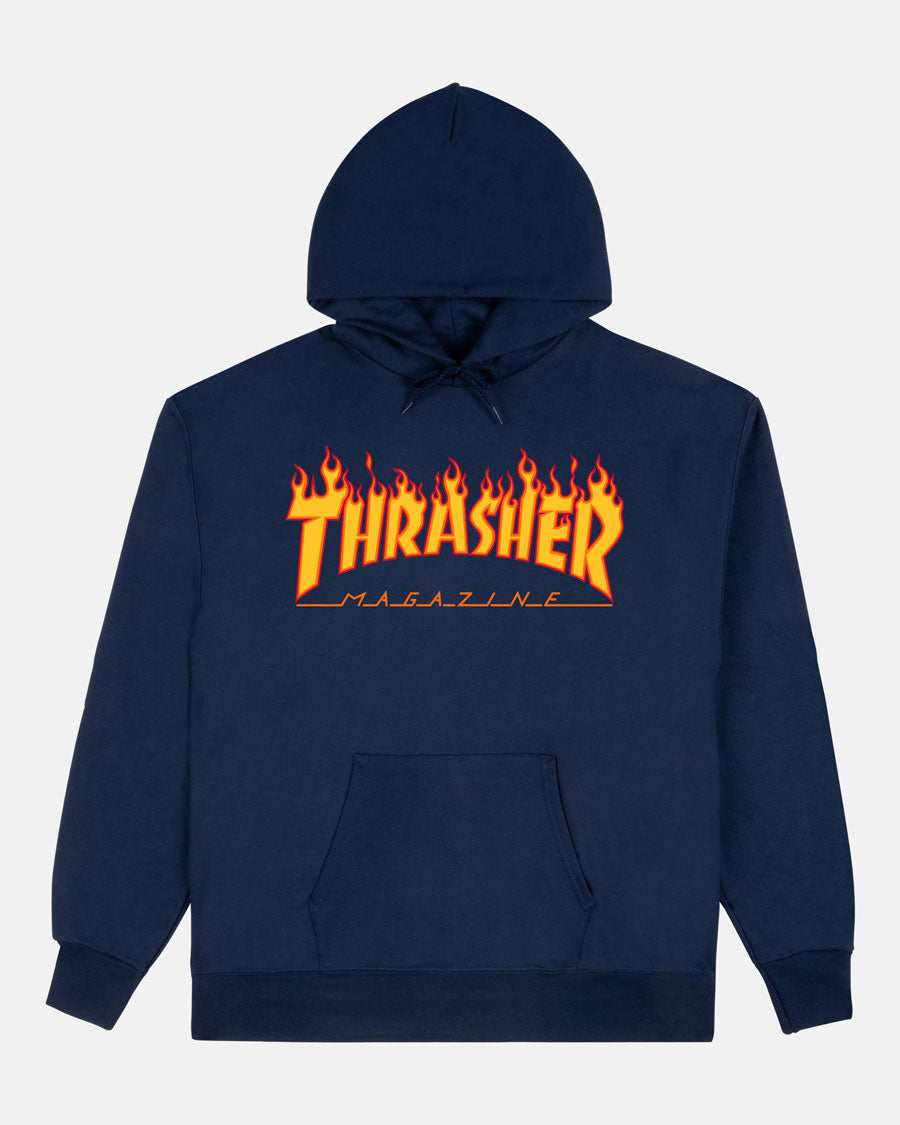 FLAME - HOODIE - NAVY – Thrasher Magazine