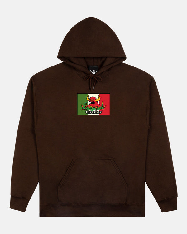 THRASHER X TOY MACHINE - HECHO - HOODIE - DARK CHOCOLATE