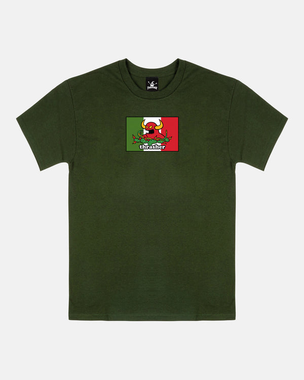 THRASHER X TOY MACHINE - HECHO - T-SHIRT - FOREST GREEN