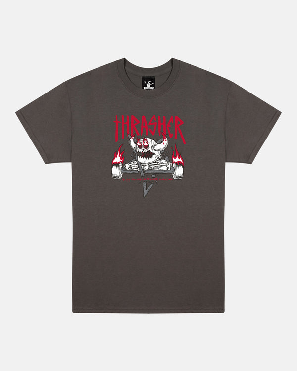 THRASHER X TOY MACHINE - MONSTER-GRAM - T-SHIRT - CHARCOAL