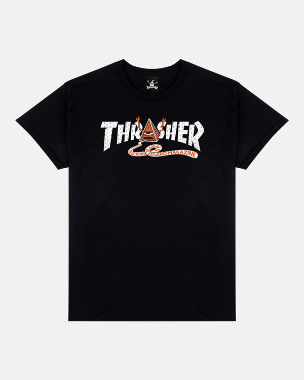 THRASHER X TOY MACHINE - PYRAMID - T-SHIRT - BLACK