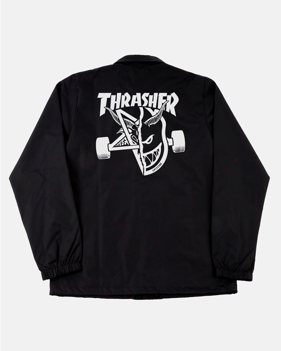THRASHER X SPITFIRE - THRASH & BURN - COACH JACKET - BLACK
