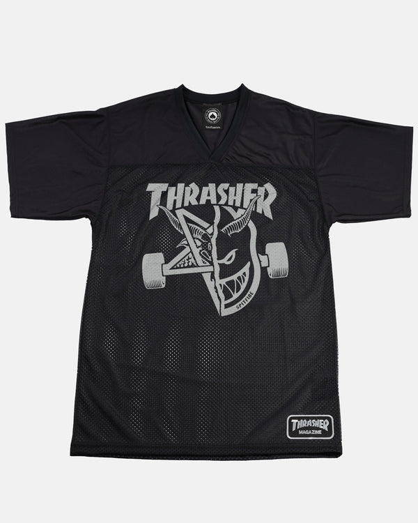 THRASHER X SPITFIRE - THRASH & BURN - FOOTBALL JERSEY - BLACK