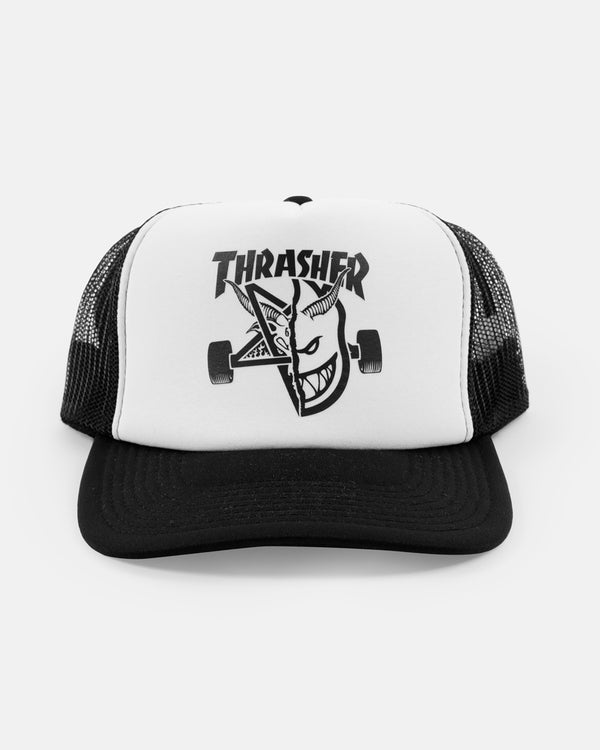 THRASHER X SPITFIRE - THRASH & BURN - TRUCKER - BLACK/WHITE/BLACK