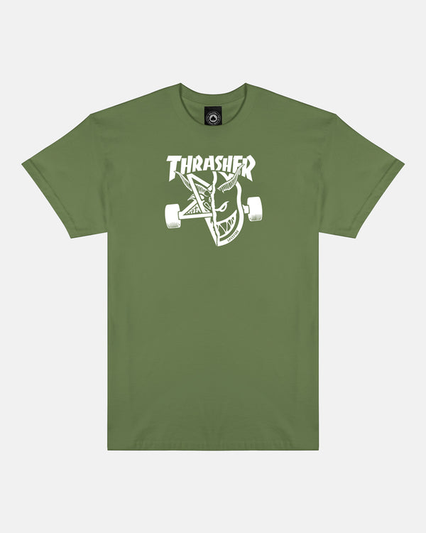 THRASHER X SPITFIRE - THRASH & BURN - T-SHIRT - MILITARY GREEN