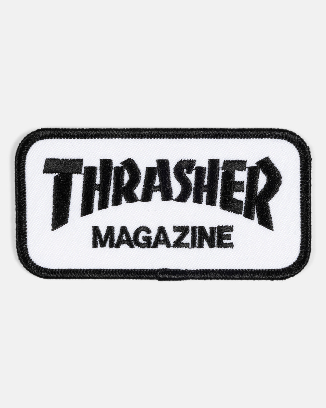 THRASHER MAGAZINE LOGO PATCH WHITE BLACK – Thrasher Magazine