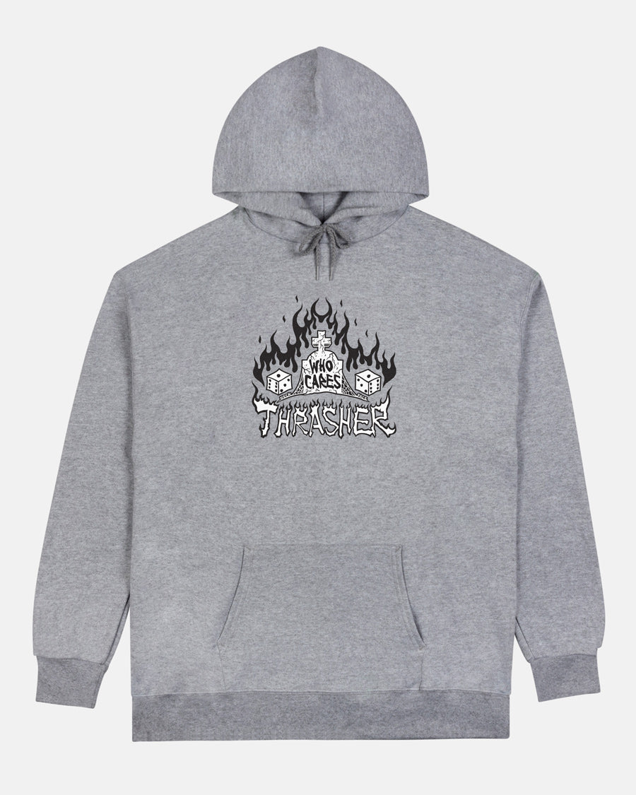 WHO CARES BY NECK FACE - HOODIE - SPORT GREY