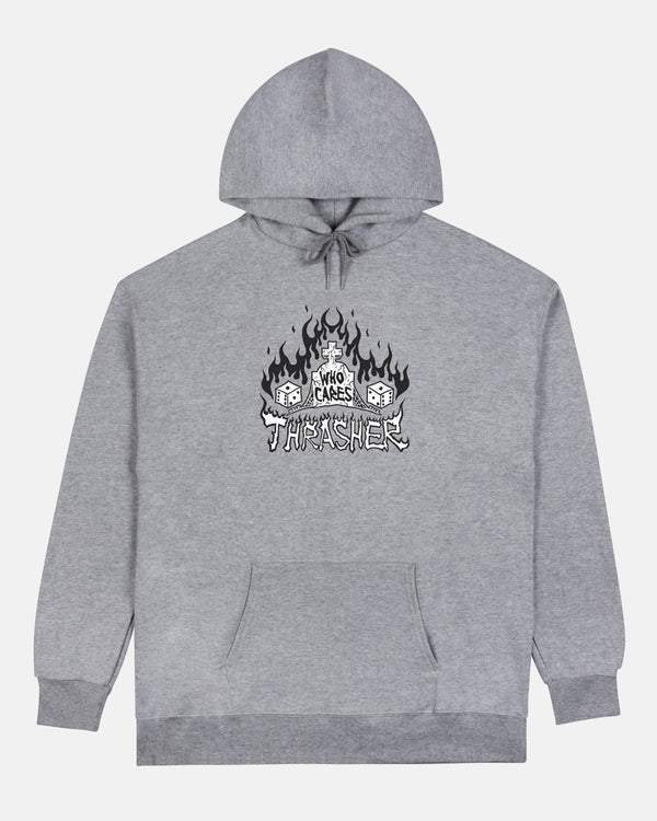 WHO CARES BY NECK FACE - HOODIE - SPORT GREY
