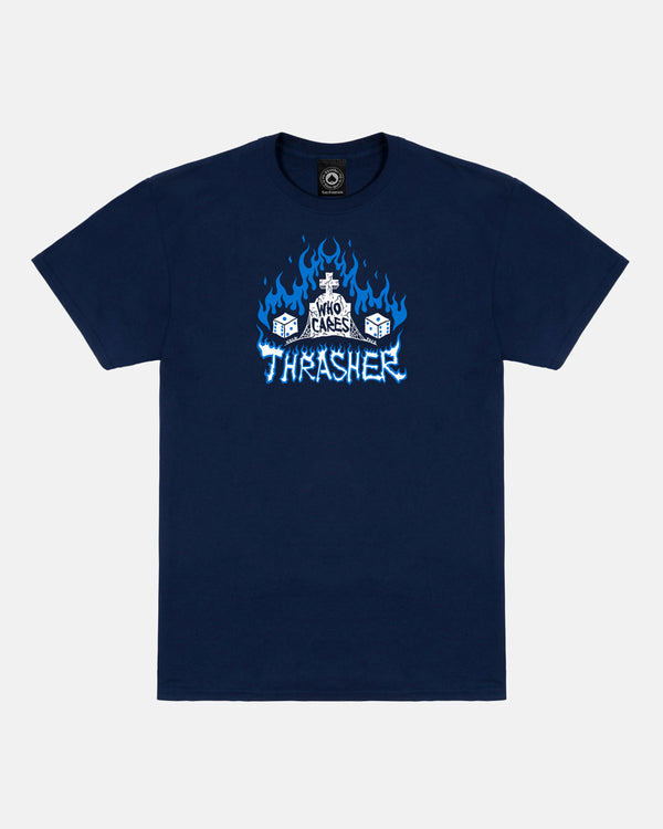 WHO CARES BY NECKFACE - T-SHIRT - NAVY